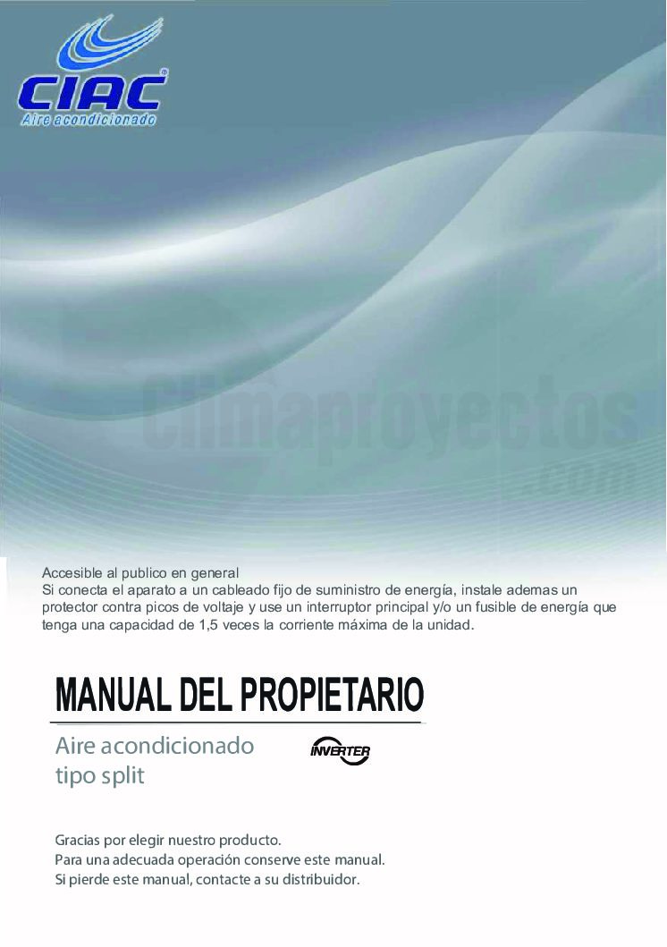 Devorar darse cuenta pandilla manual CIAC VS16 R410a inverter spanish version - CP_compressed |  Climaproyectos S.A. de C.V.